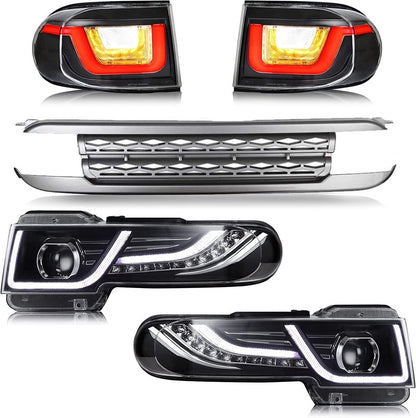 VLAND Projector Headlight With Black Bumper / Grill And Taillights Kit For 2007-2015 Toyota FJ Cruiser
