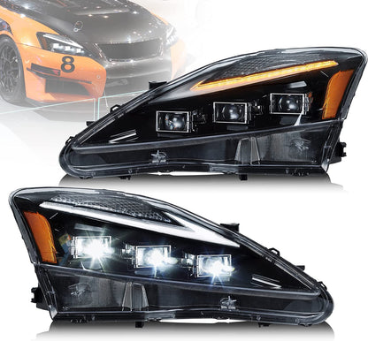 VLAND LED Projector Headlights For Lexus IS250/IS250C IS350/IS350C IS220d 2006-2013 ISF 2008-2014 With Animation & Blue Breathing
