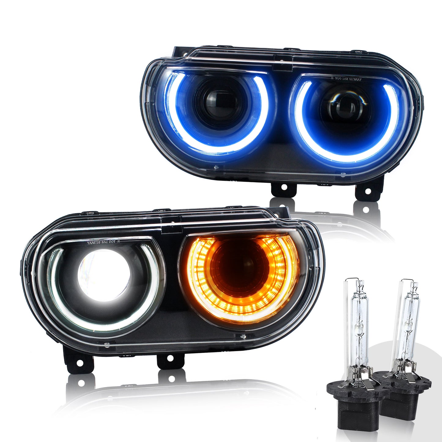 VLAND RGB Dual Beam Headlights For Dodge Challenger 2008-2014