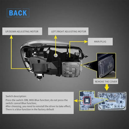 VLAND LED Headlight for Mercedes-Benz S-Class W222 6th Gen 2014-2017 w/ Blue DRL