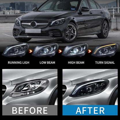 VLAND LED Projector Headlights For Mercedes Benz W205 C-Class 2015-2021