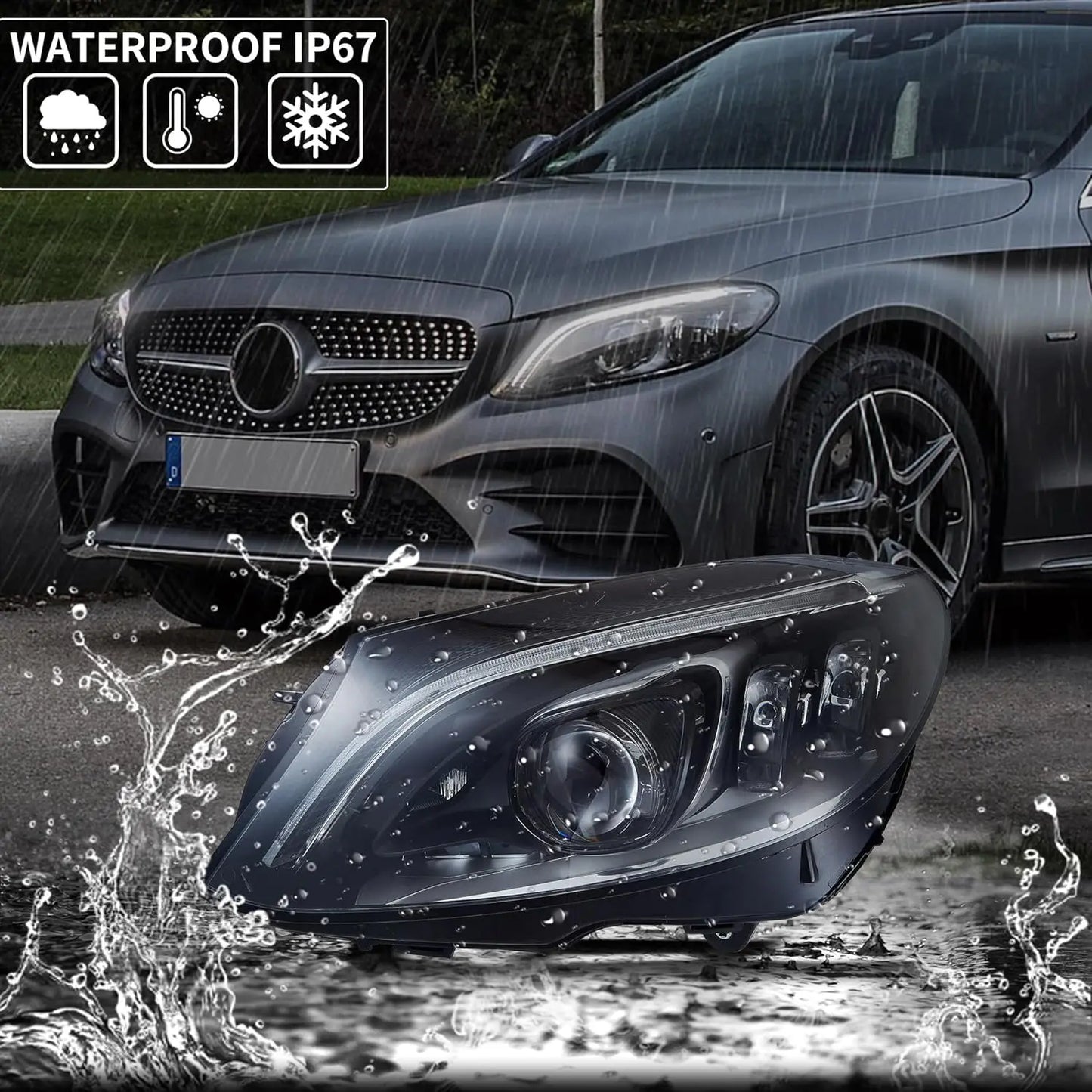 VLAND LED Projector Headlights For Mercedes Benz W205 C-Class 2015-2021