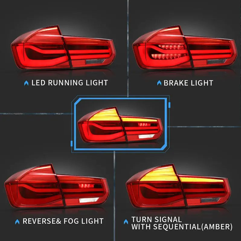 VLAND Full LED Taillights For BMW 3-Series BMW F30 F35 F80 320i 328i 328D 335i M3 6th Gen Sedan 2013-2018