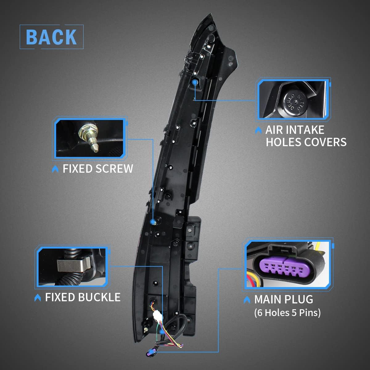 VLAND Full LED Tail Lights For Cadillac Escalade 2007-2014 ( Not Fit GMC and Hybird Models) 6 Holes with 6Pins