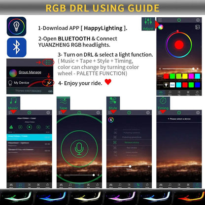 VLAND RGB LED headlights Fit For Chevrolet Camaro 2014-2015 5th Gen