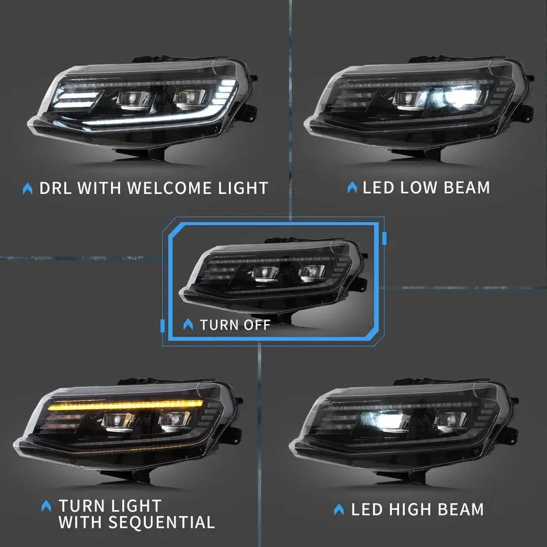 VLAND LED Projector Headlights For Chevrolet Camaro 2016-2018 6th Gen