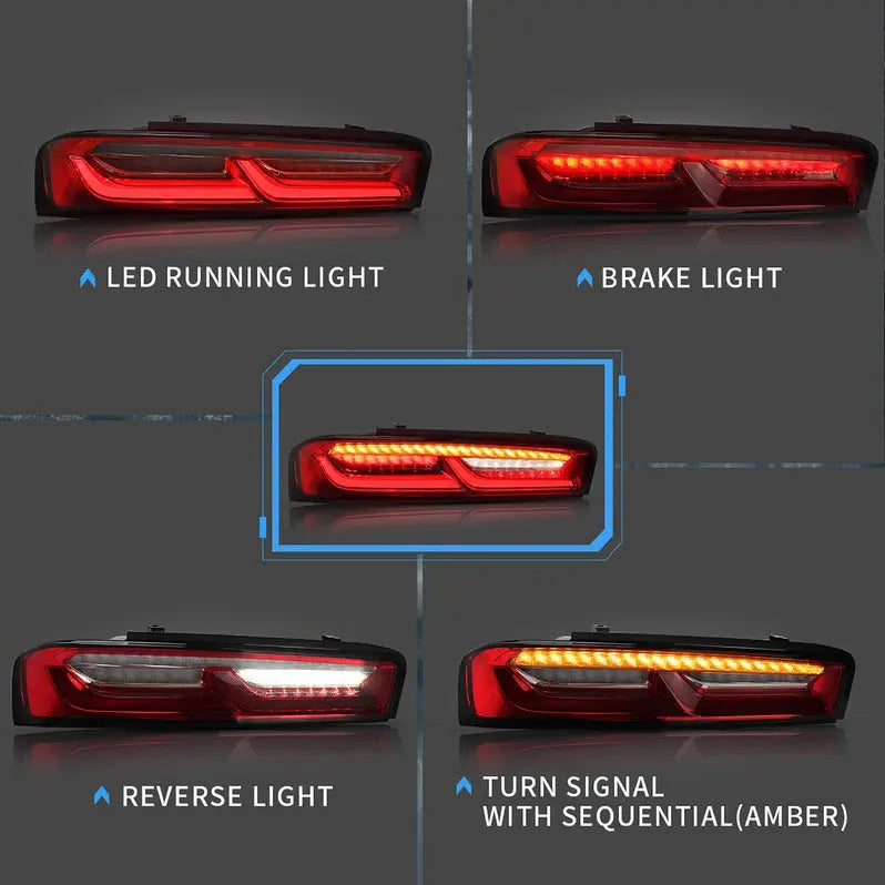 VLAND LED Tail Lights For Chevrolet Chevy Camaro 2016-2018 With Reverse Lights (Fit For American Models)