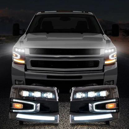 VLAND LED Projector Headlights For Chevrolet Silverado 1500 2500HD 3500HD 2007-2013