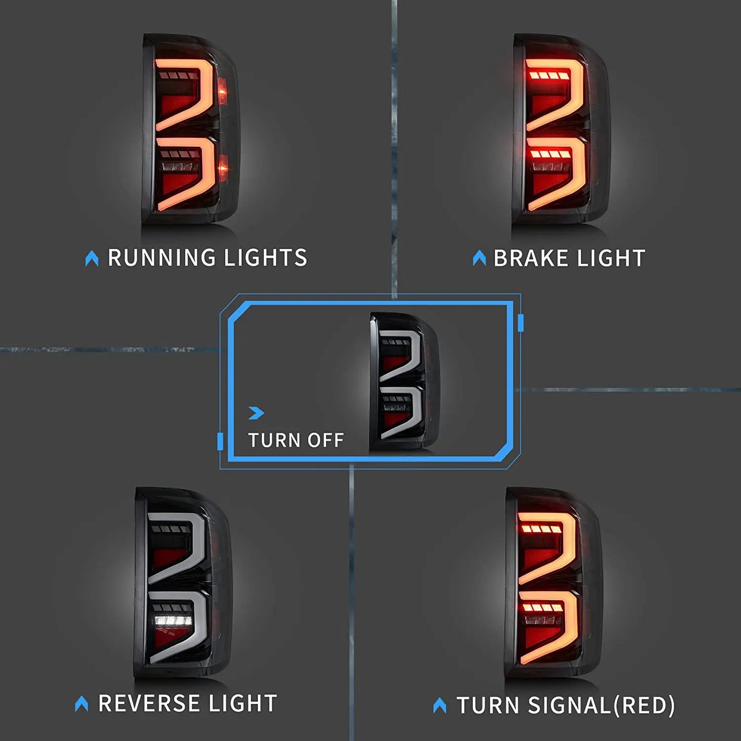 VLAND LED Tail Lights For Chevrolet Silverado 1500 2014-2018 2500HD/ 3500HD 2015-2018 GMC Sierra 3500HD Dually Models 2015-2019