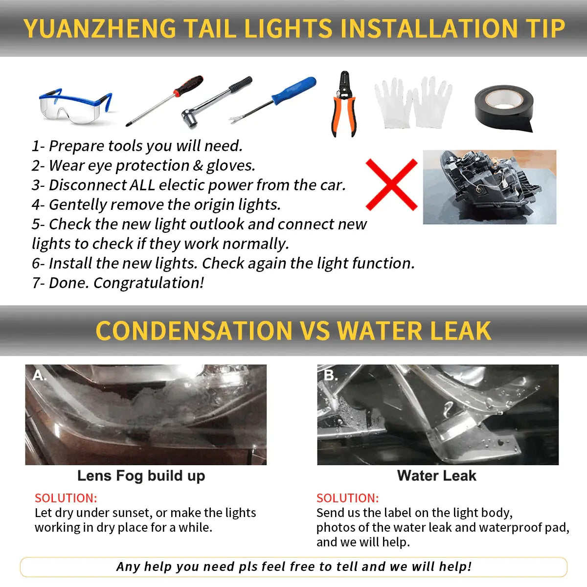 VLAND Full LED Tail Lights For Chevrolet Tahoe Suburban 2007-2014 GMC Yukon and Yukon Denali/XL 2007-2014