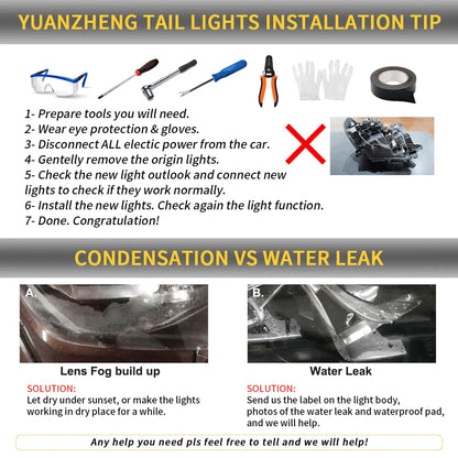 VLAND Full LED Tail Lights For Chevrolet Tahoe Suburban 2007-2014 GMC Yukon and Yukon Denali/XL 2007-2014