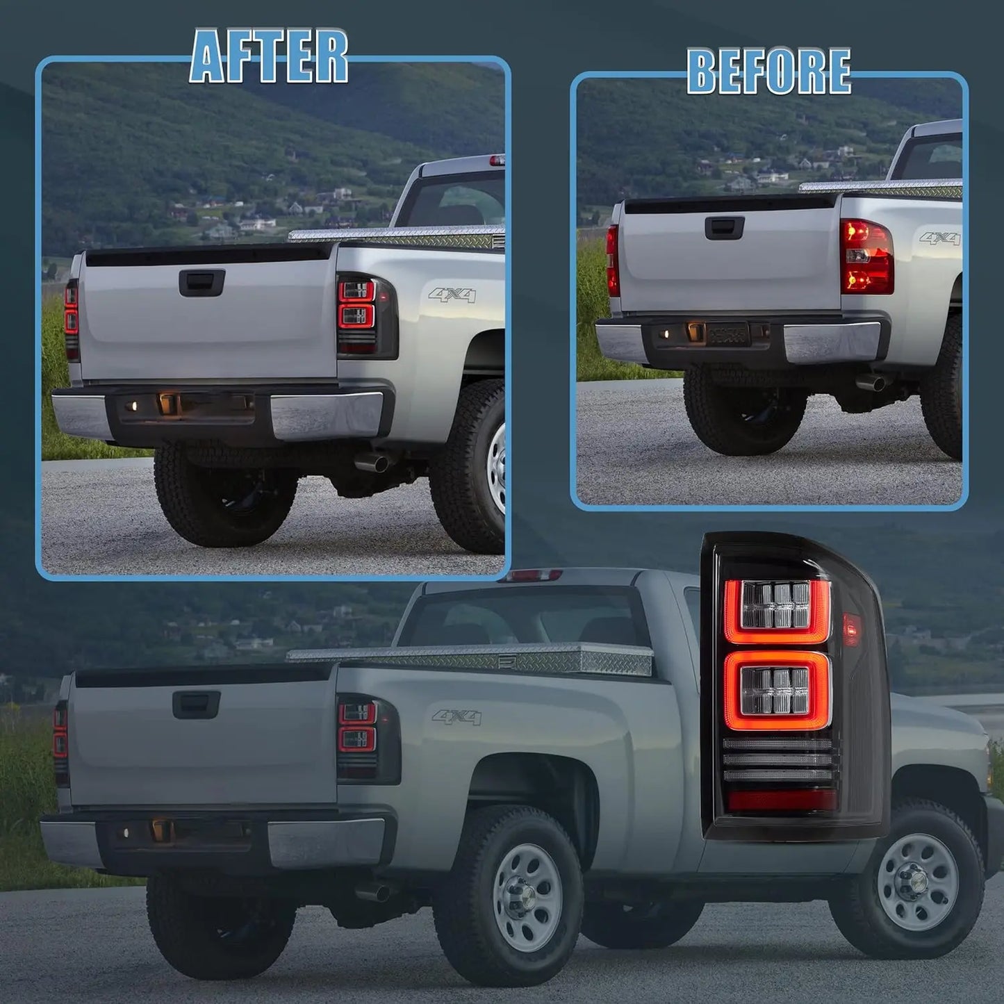 VLAND Tail Lights For Chevrolet Silverado 1500 2007-2013 2500HD/3500HD 2007-2014, GMC Sierra 3500HD 2007-2014