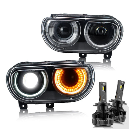 VLAND Dual Beam Projector Headlights For Dodge Challenger 2008-2014
