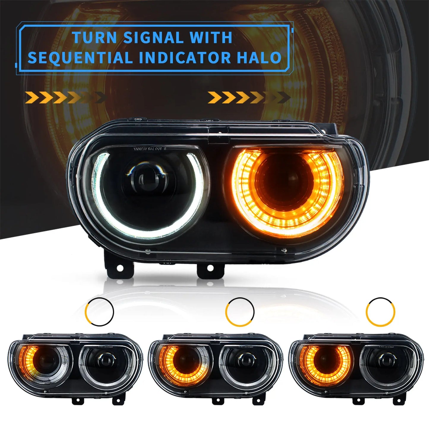 VLAND RGB Dual Beam Headlights For Dodge Challenger 2008-2014