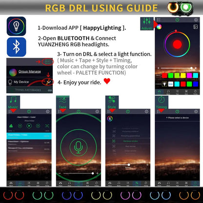 VLAND RGB LED Headlights For Dodge Challenger 2015-2019(Not Fit For HID Original Models)