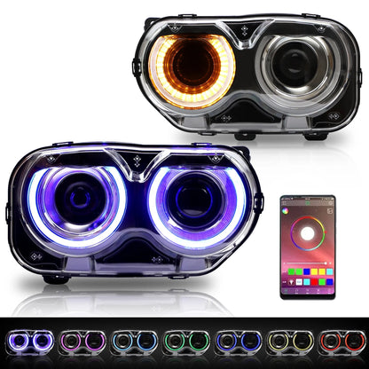 VLAND RGB LED Headlights For Dodge Challenger 2015-2019(Not Fit For HID Original Models)