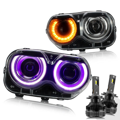 VLAND RGB LED Headlights For Dodge Challenger 2015-2019(Not Fit For HID Original Models)