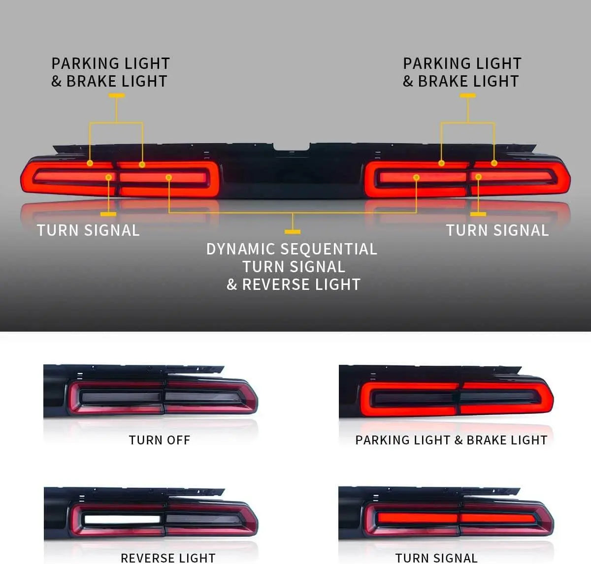 VLAND LED Tail Lights For Dodge Challenger Coupe 3rd Generation 2008-2014