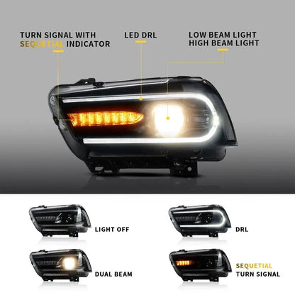 VLAND Dual Beam Projector Headlights for Dodge Charger 2011-2014