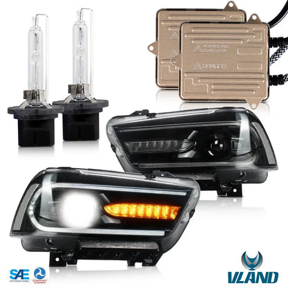 VLAND Dual Beam Projector Headlights for Dodge Charger 2011-2014 Front lamps Assembly