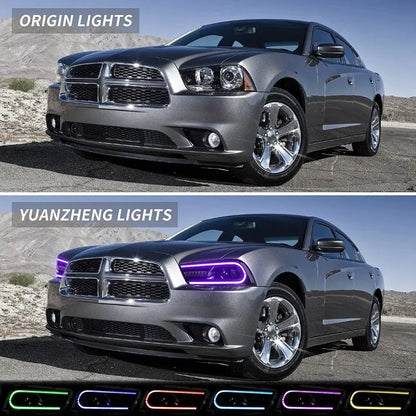 VLAND LED Headlights RGB Colour 2015-2023 For Dodge Charger Halogen Models