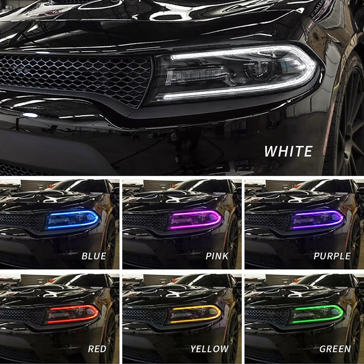 VLAND LED Headlights RGB Colour 2015-2023 For Dodge Charger Halogen Models