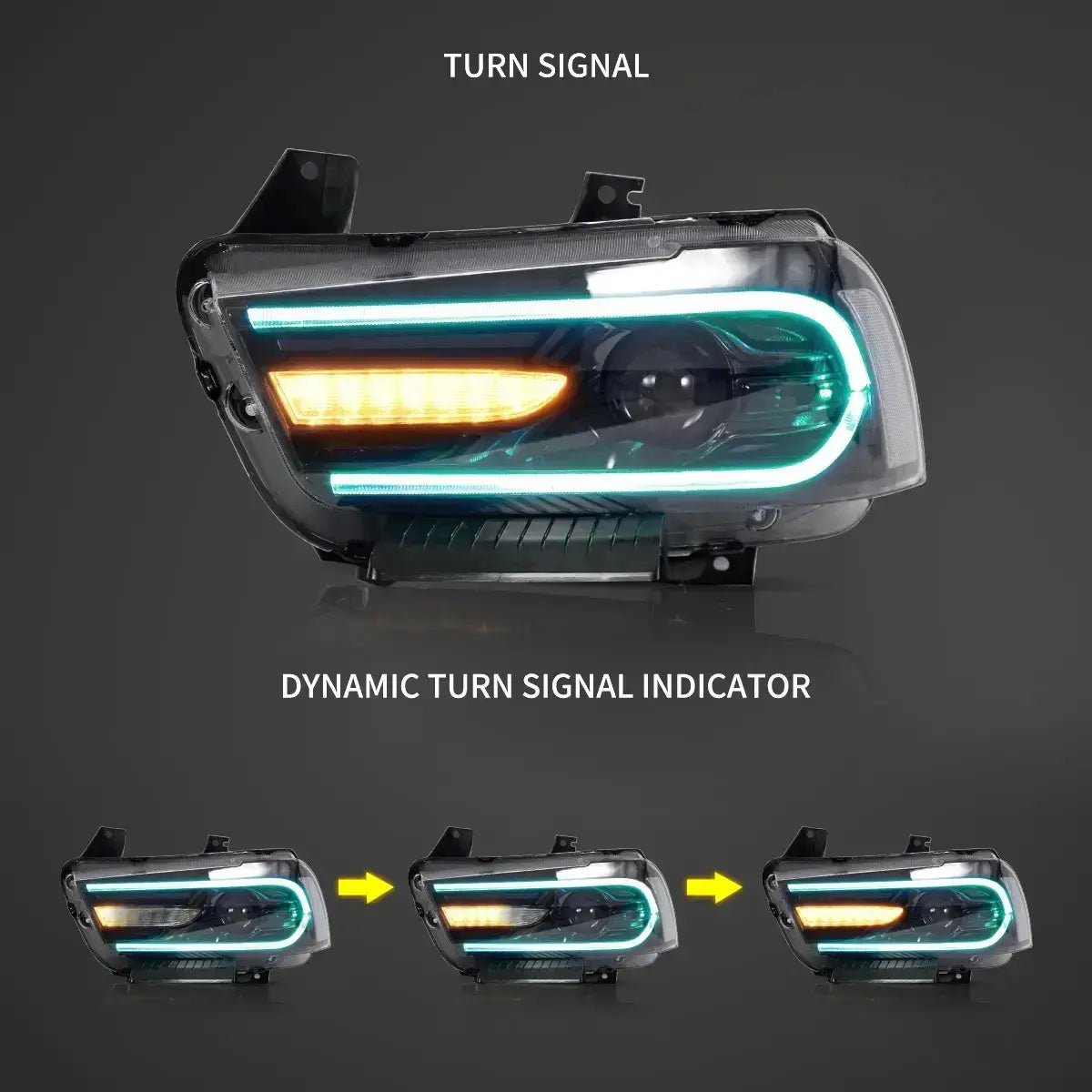 VLAND LED Headlights RGB Colour 2015-2023 For Dodge Charger Halogen Models