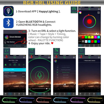 VLAND LED Headlights RGB Colour 2015-2023 For Dodge Charger Halogen Models