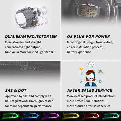 VLAND LED Headlights RGB Colour 2015-2023 For Dodge Charger Halogen Models