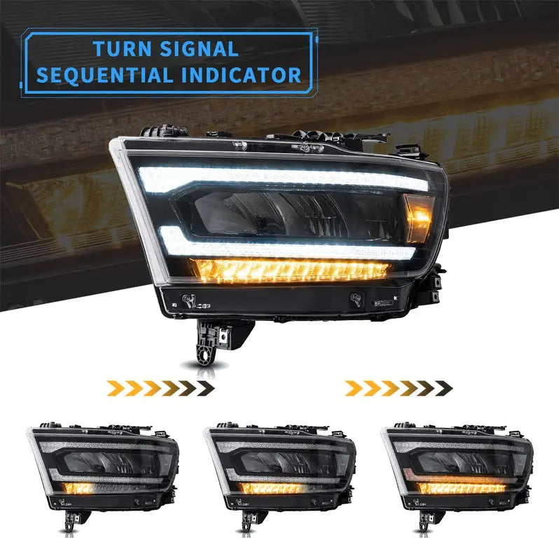 VLAND Full LED Headlights For Dodge Ram 2019-2024