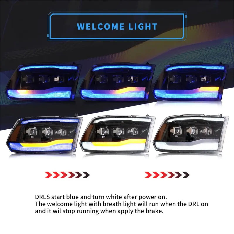 VLAND LED Projector Headlights For Dodge Ram 1500/2500/3500 2009-2018/Ram 1500 Classic 2019-2021