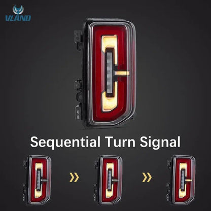 VLAND Led Tail Lights Compatible For Ford Bronco 2021-2023 6th Gen U725 (NOT FIT RAPTOR) With Dynamic Running Light