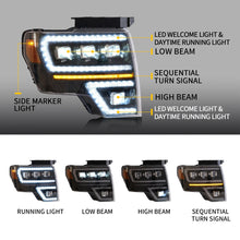 VLAND LED Headlights Compatible For 2009-2014 Ford F150 with Breathe Dynamic DRL (Not for Led Models & F250 F350)