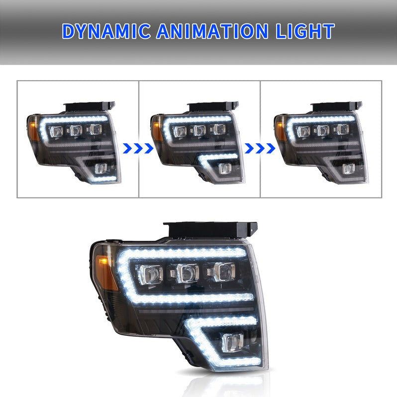 VLAND LED Headlights Compatible For 2009-2014 Ford F150 with Breathe Dynamic DRL (Not for Led Models & F250 F350)