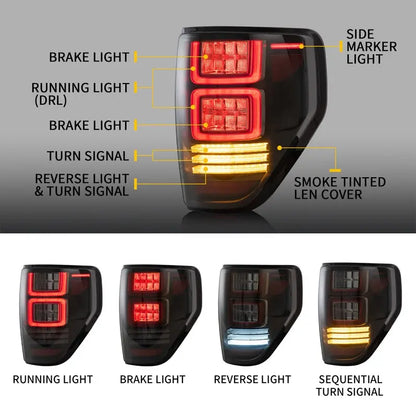 VLAND Full LED Tail Lights For Ford F150 2009-2014 (Amber Turn Edition Is Not Available in US)