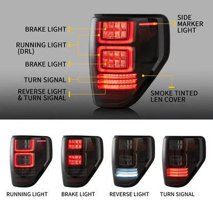VLAND Full LED Tail Lights For Ford F150 2009-2014 (Amber Turn Edition Is Not Available in US)