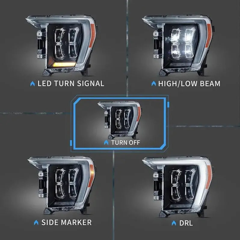 VLAND LED Matrix Projector Headlights for Ford F150 14th Gen 2021-2023