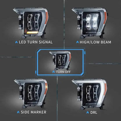 VLAND LED Matrix Projector Headlights for Ford F150 14th Gen 2021-2023