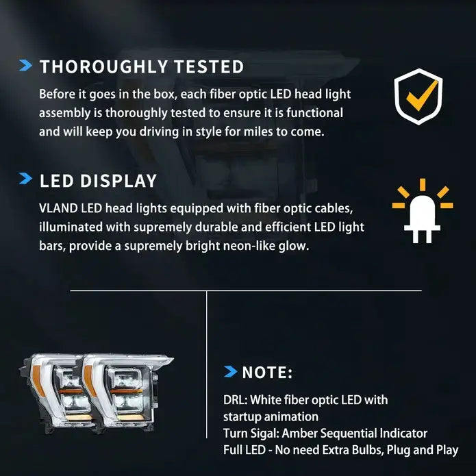 VLAND LED Projector Healights For Ford F150 2021-2023 Fourteenth Gen