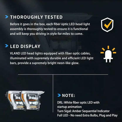 VLAND LED Projector Healights For Ford F150 2021-2023 Fourteenth Gen