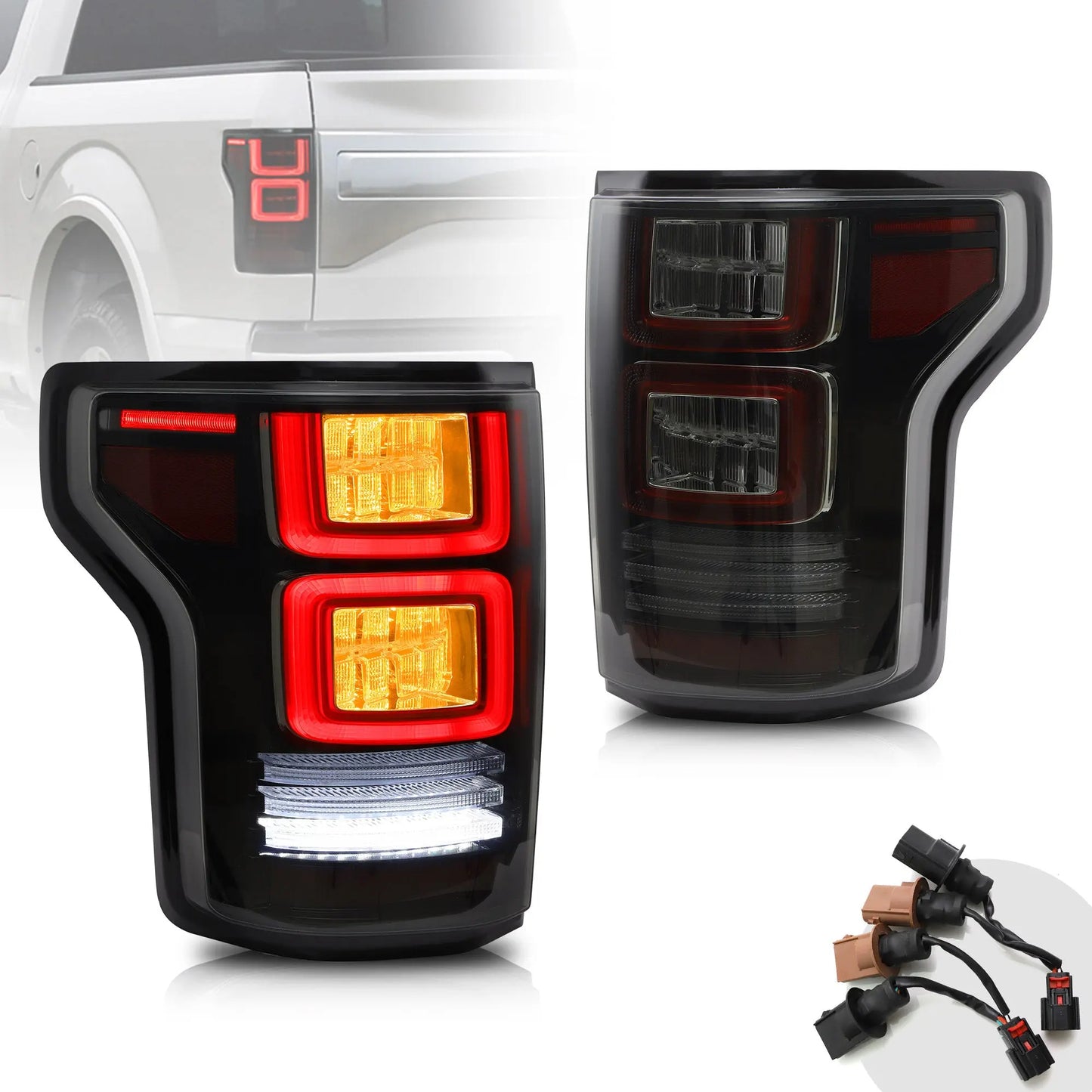 VLAND LED Tail Lights For Ford F150 2015-2020 Amber Turn Signal Aftermarket Rear Lamps