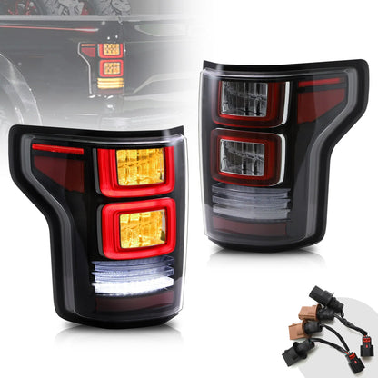 VLAND LED Tail Lights For Ford F150 2015-2020 Amber Turn Signal Aftermarket Rear Lamps