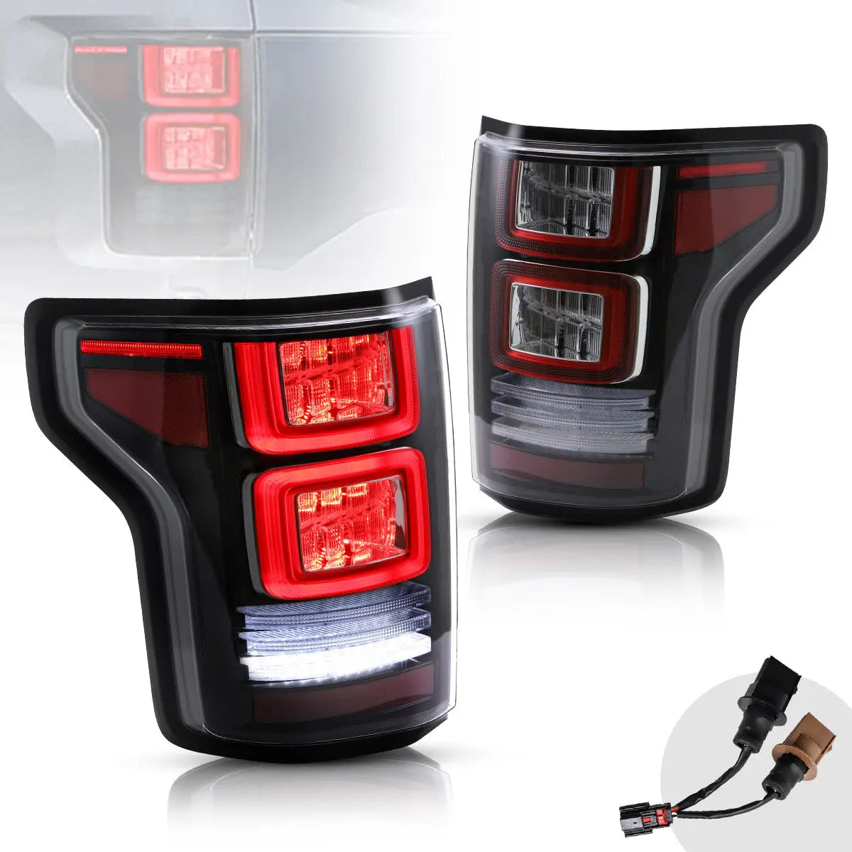VLAND LED Tail Lights For Ford F150 2015-2020 Amber Turn Signal Aftermarket Rear Lamps