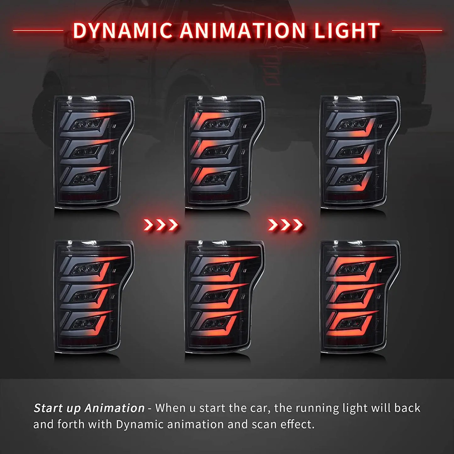 VLAND LED Smoked Tail Lights Assembly For Ford F150 2015-2020 Fits With Factory Halogen Rear Lamps Models