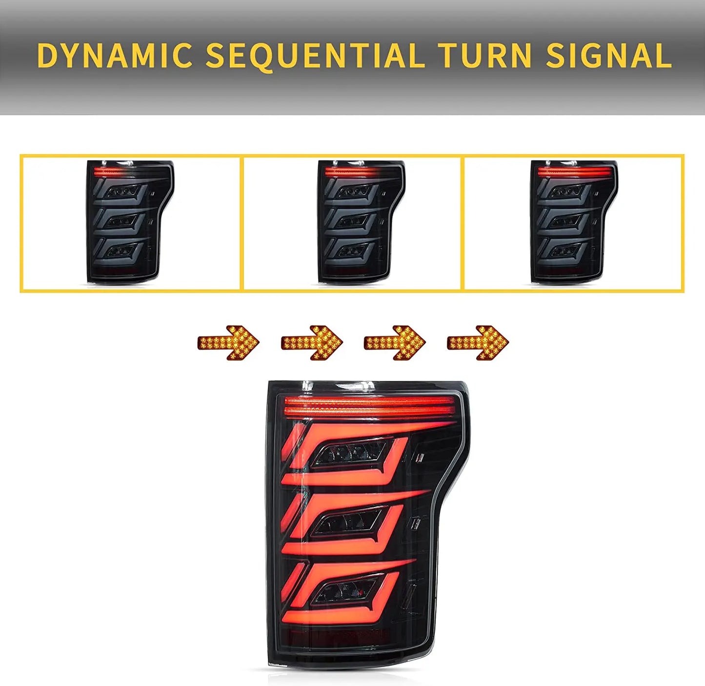 VLAND LED Smoked Tail Lights Assembly For Ford F150 2015-2020 Fits With Factory Halogen Rear Lamps Models