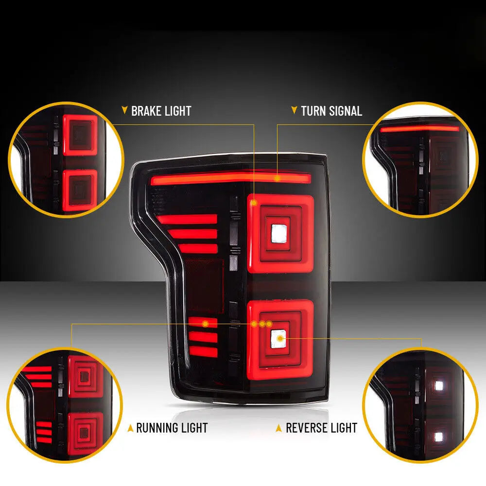 VLAND LED Tail Lights For 2015-2020 Ford F150 Pickup Rear Lamp Assembly Startup