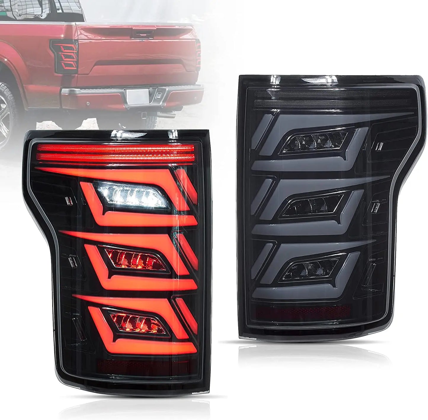 VLAND LED Smoked Tail Lights Assembly For Ford F150 2015-2020 Fits With Factory Halogen Rear Lamps Models