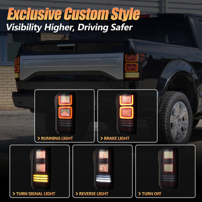 VLAND OLED Taillights For 2015-2020 Ford F150 w/Animation Amber Turn Signal