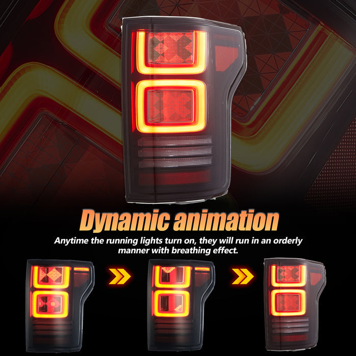 VLAND OLED Taillights For 2015-2020 Ford F150 w/Animation Amber Turn Signal