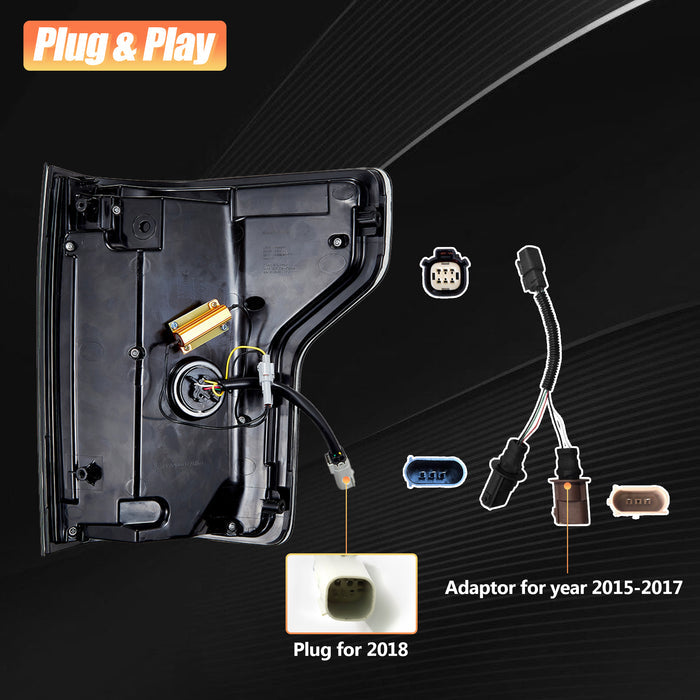 VLAND OLED Taillights For 2015-2020 Ford F150 w/Animation Amber Turn Signal